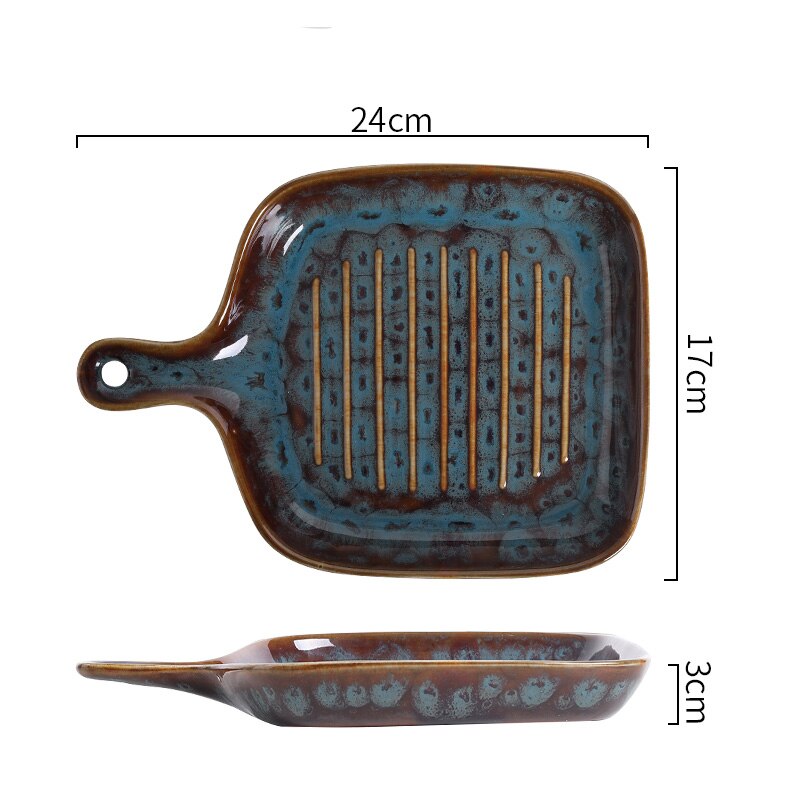 FANCITY Home baking trays, ceramic handle plates, oven baking, rice plates, dish plates: 1