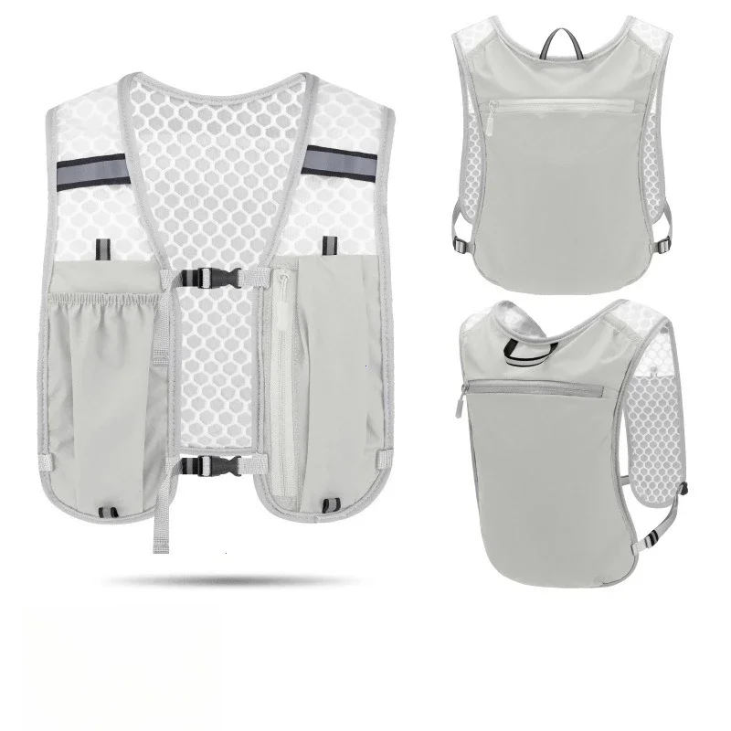 Weste zur Aufbewahrung von Laufwasserflaschen, leichte Laufweste, reflektierende Trinkwasser-Brusttasche mit Telefonhalter, Fahrradweste: schwarze farbe