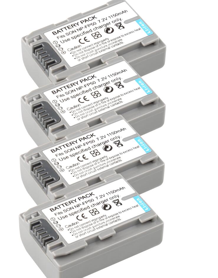 NP-FP50 batería + cargador para Sony DCR-HC30 70E 80E NP-FP30 NP-FP60 NP-FP70 23E 24 24E 30 30E 32 32E 35 35E 39 39E: 4 battery