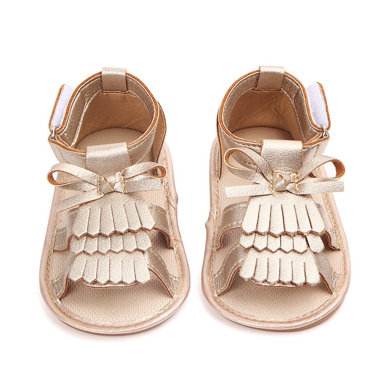 Summer Newborn Infant Baby Girls PU Leather Tassels Sandals Soft Sole Princess Anti-Slip Shoes for Toddler Kids