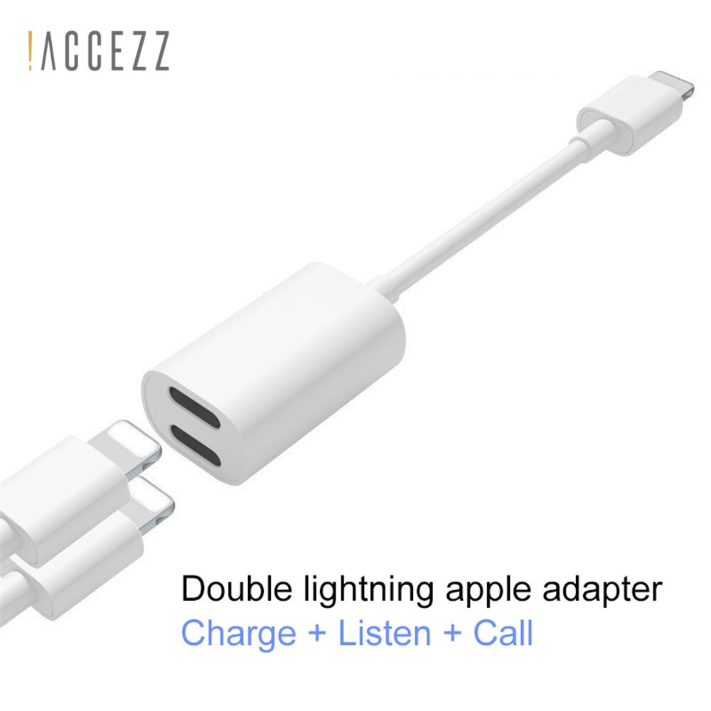 ! ACCEZZ dla jabłko ładowanie adaptera audio dla iPhone X 7 8 plus XS XR IOS 11 rozdzielacz ładowanie słuchawki 2 w 1 konwerter kabla Aux: Default Title