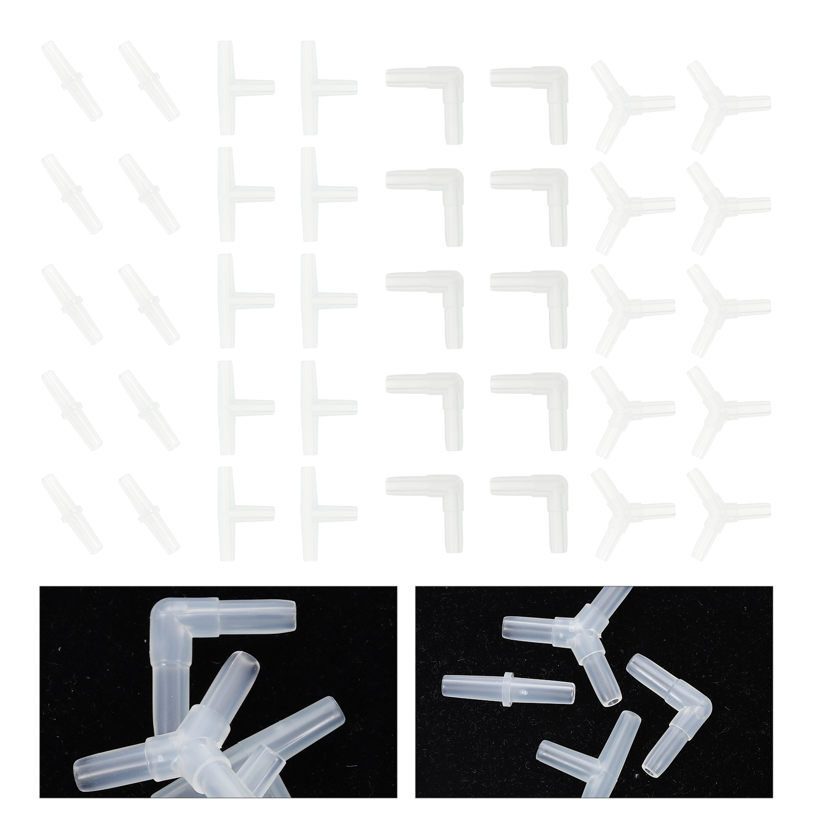 4mm Aquarium Airline Tubing Connectors Plastic Inline Valve Hoses Joints Tee/Cross/Elbow/Y Shaped Air Pump Joint Accessories: WHITE