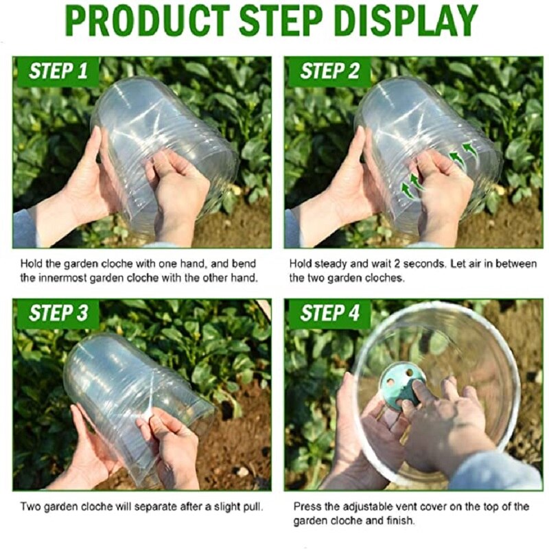 Cloche de protection des plantes en plastique, 34 pièces/ensemble, Mini serre, Anti-gel, accessoires pour fleurs, transparent, 26x21cm