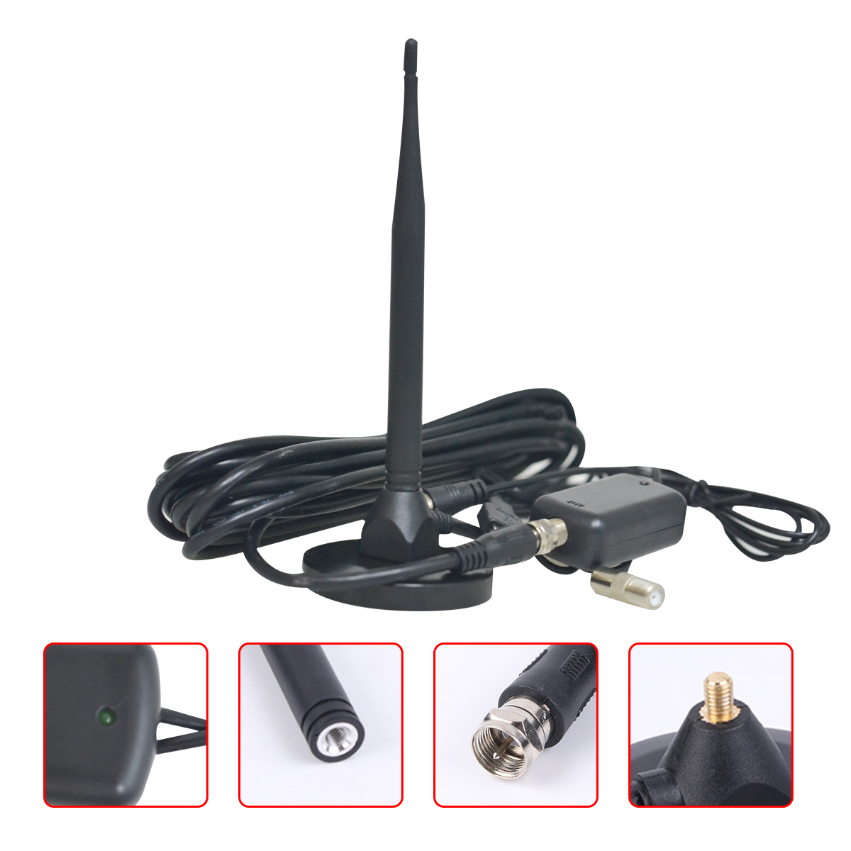 Bärbar tv-antenn för husbil/husbil, digital antenn för inomhus-/utomhusbruk, vattentät för bil, husbil, släpvagn, lastbil, buss, minibuss