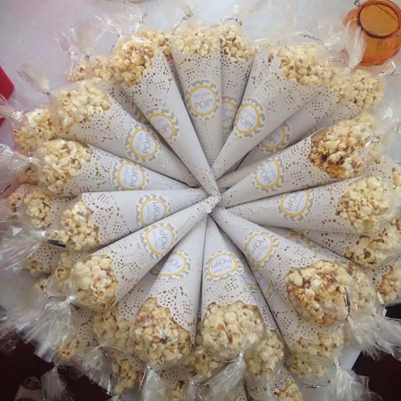 200pcs Wedding White Round Lace Laying Candy Placed Wedding Party Decoration Flower Confetti Cones Paper Cone Party Wrapper