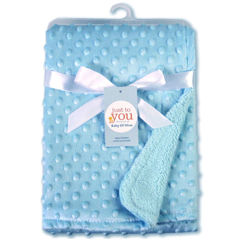Baby tæppe & indpakning af nyfødt termisk blødt fleece tæppe massivt sengetøjssæt bomuldstæppe: Blå