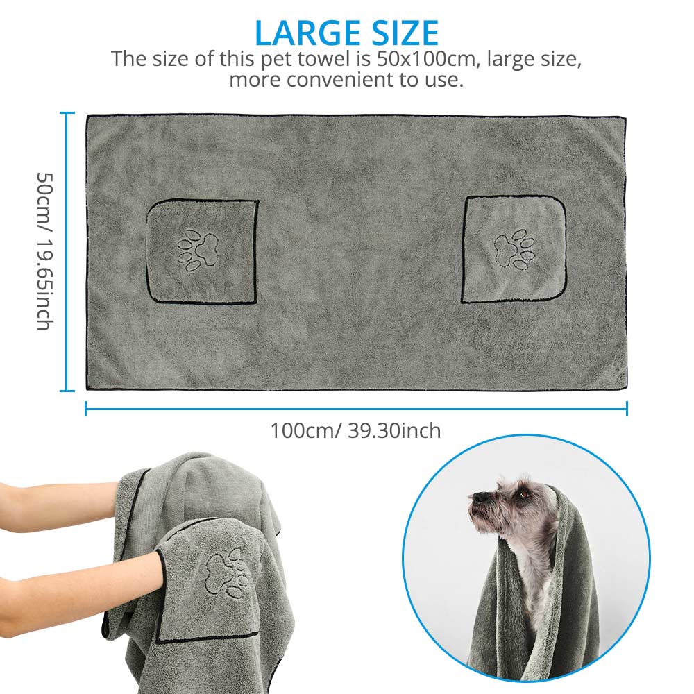Asciugamani da bagno per cani per animali domestici Perros per cani cucciolo di gatto microfibra asciugamano per asciugatura per animali domestici Super assorbente coperta con fornitura per la pulizia della tasca