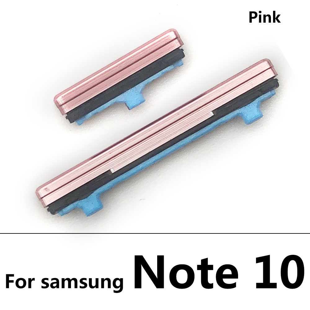 Teclas laterales nuevas, botones de encendido y volumen, botón para Samsung Galaxy Note 9, 10 Plus, piezas de repuesto: Note 10 Pink