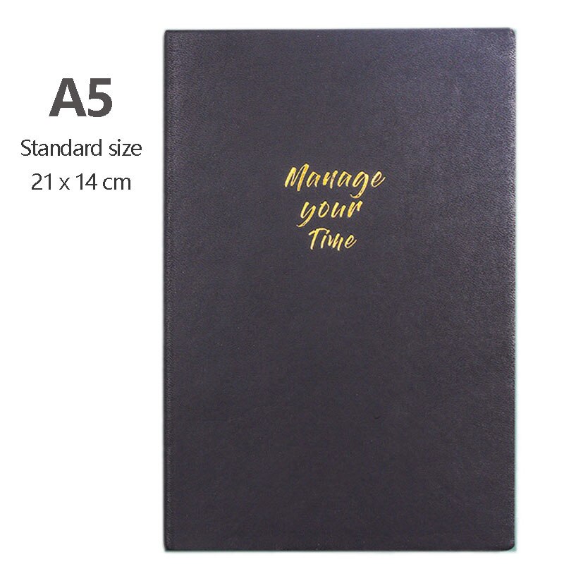 Mjukt läder daglig planering anteckningsbok skola & kontor anteckningsblock  a5/a6 200 sidor 80 gsm dagbok journal agenda leveranser brevpapper: Svart -a5