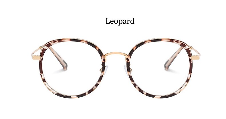 Montura de gafas redondas transparentes para mujer, lentes ópticas de Metal Retro vintage, de lujo, de gran tamaño,: Leopard