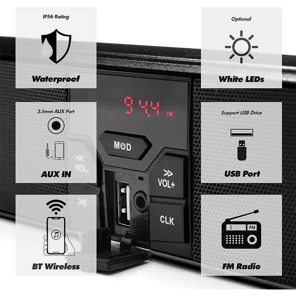 Sistema de Audio con Bluetooth para motocicleta, pantalla LED, Control por aplicación, Radio FM, MP3/TF/USB, accesorios antirrobo, resistente al agua, B8G4