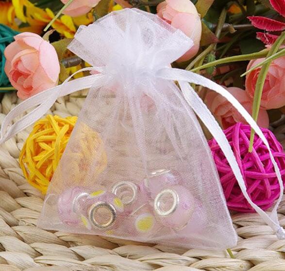 10*15cm gennemsigtige poser slik chokolade emballage lille smykkeskrin organza poser favorisere poser med snoretræk
