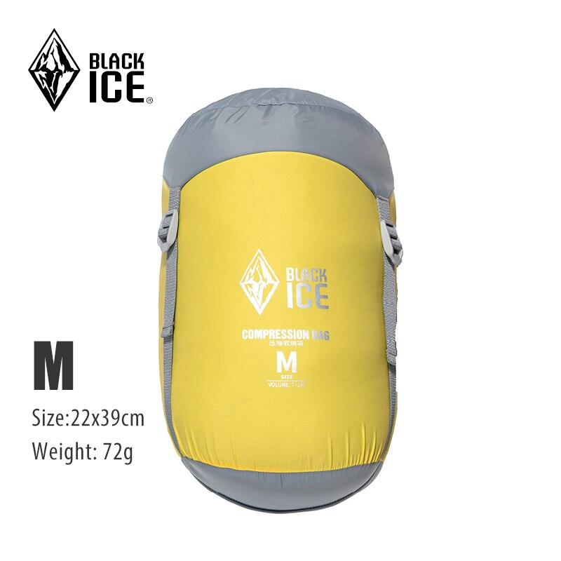 Black Ice Compression Sack Storage Bag Ultralight Down Sleeping Bag Stuff Sack S/M/L for Backpacking Hiking Camping Blackice: M Yellow