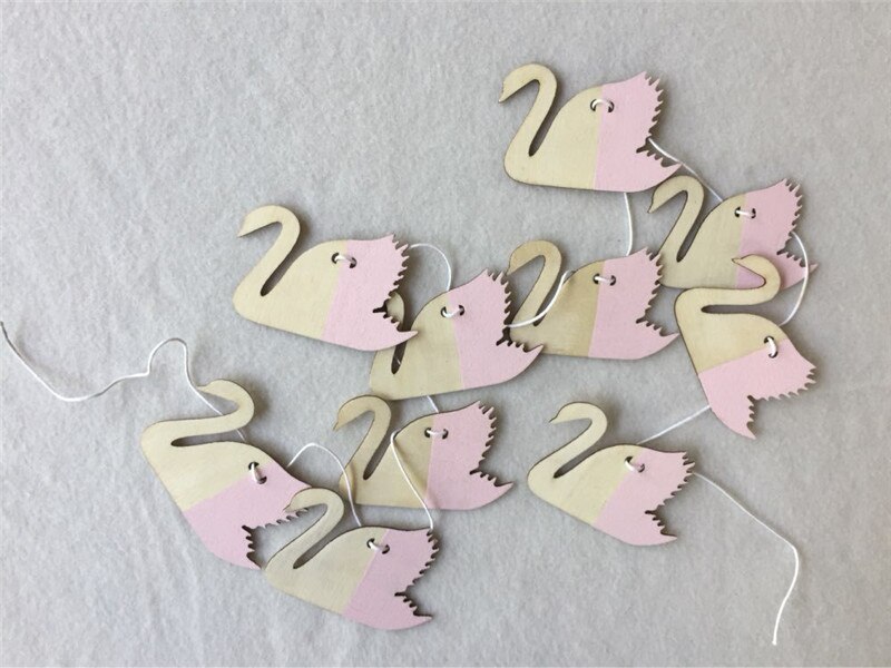 Ins Nordic Macaron Houten Zwaan Decor Banner Pasgeboren Baby Slaapkamer Decoratie Beddengoed Bumpers Kids Party Vlaggen Kids Meisjes