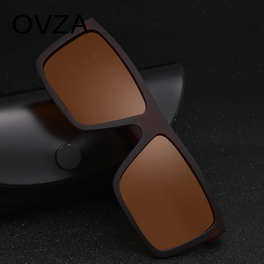 OVZA Men Sunglasses Polarized Flat Top Sunglasses Brand Driving Sun glasses Male Rectangle Style