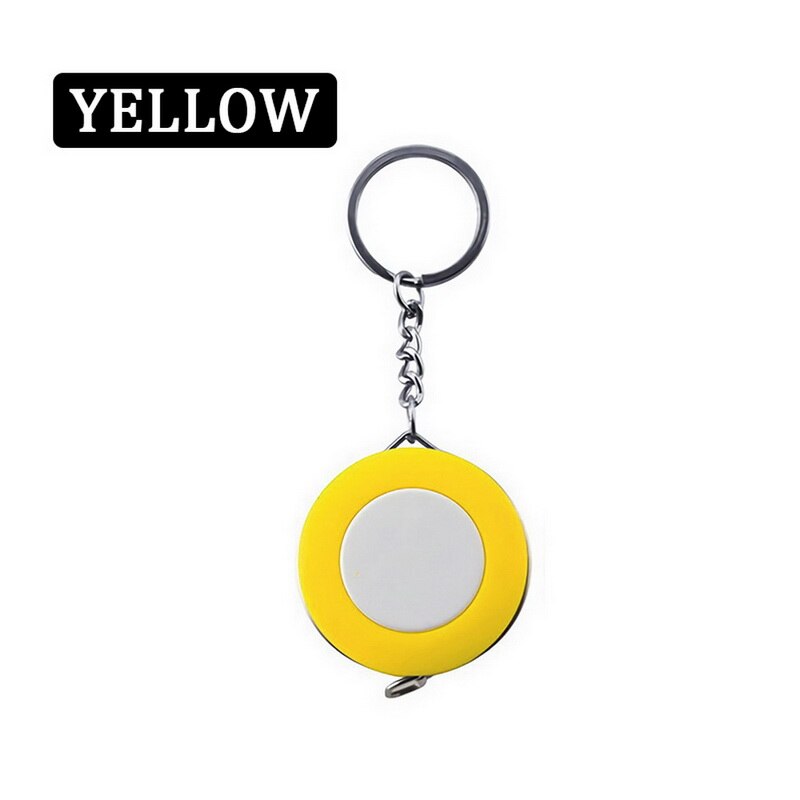 Snoepkleurige draagbare sleutelhanger meetlint 1.5 meter lengte kledingmaat meetlint kleine meetlint: Geel