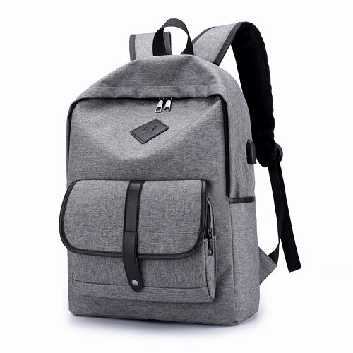 Preppy Style USB Charging Students Backpack Oxford Men School Bags Teenager Boys Laptop Bag Travel Large Capacity Backpacks: Gray