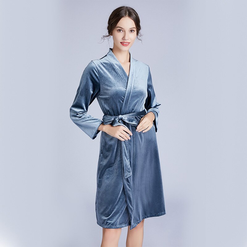 Tvzt Lente Rode Wijn Goud Fluwelen Warme Winter Pyjama Sets Vrouwen Sexy Robe Pyjama Nachtkleding Kit Lange Mouw pyjama: Dark Grey / XL