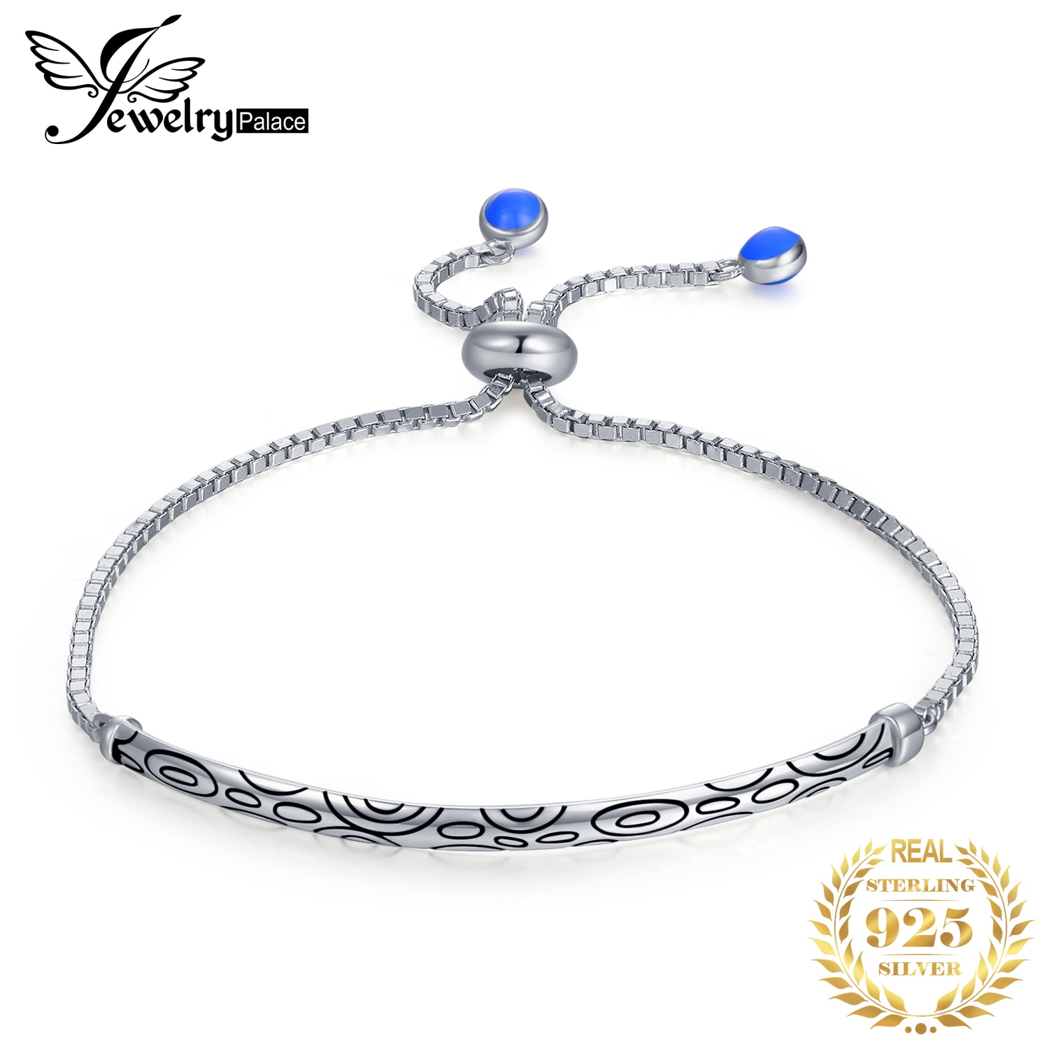 JewelryPalace 925 Sterling Silber Glücklicher Wolke Gravierte Schwarz Emaille Kreise Blase Einstellbare Armreif Armband Für Frauen