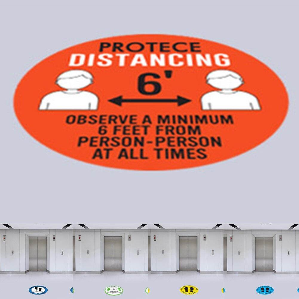 6ft Anti Slip Line Up Safety Decals Cue Social Distancing Floor Sign Public Area Adhesive Round Store Pressure Sensitive Vinyl