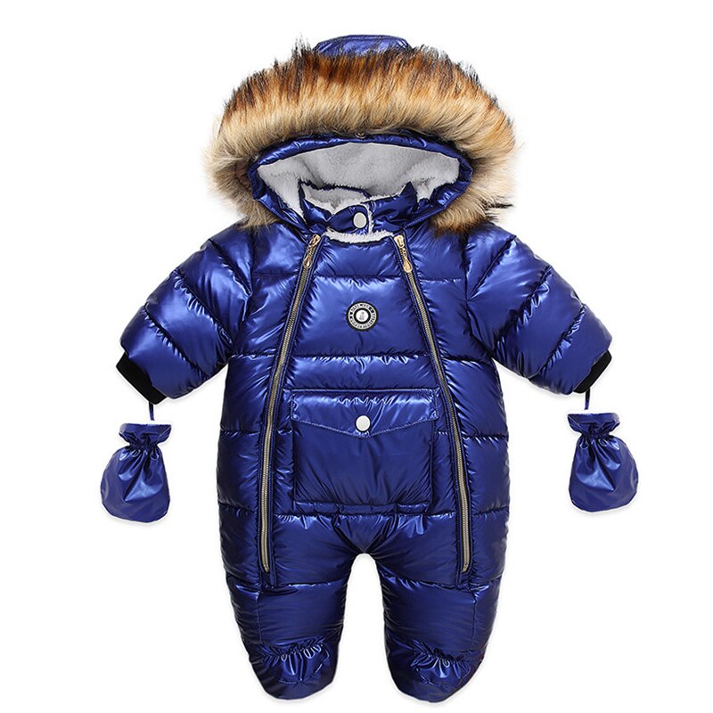 Winter Pasgeboren Baby Boy Kleding Set Mode Katoenen Baby Romper Met Handschoenen Plus Fluwelen Dikker Kids Jongen Romper 0-24M: blue / 3-6M