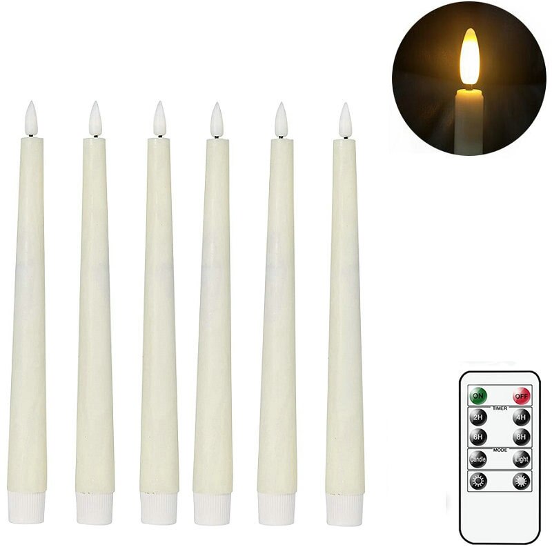 Remote controlled Flickering LED Taper Candle light Battery Operated 4h/6h timer 3D flame Wedding Home Bar party Lighting Decor