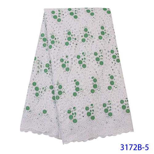Última tela de encaje de malla Africana blanco puro para vestido de boda bordado encaje nigeriano gasa Suiza encaje en Suiza YA3172B-6: Picture 5