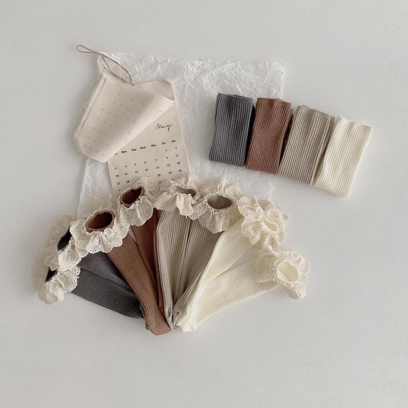 Babysocken für freundlicher, kleinkinder und mädchen, kniehoch, lang, weich, aus baumwolle, spitze, babysocken, mädchensocken, herbstkleidung, accessoires