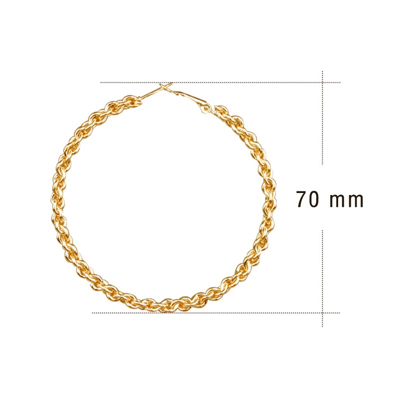 Brincos de gancho grande feminino, na cor dourada, redondo 70mm, acessórios de joias da orelha, forma agradável, presentes de 2020 nova varal