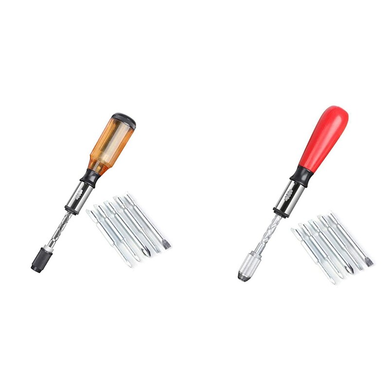 Push Pull Ratchet Screwdriver Set 5 in 1 Screwdriver Bit Set Sleeve Driver Bit-Holder Ratchet Socket Screw Kit