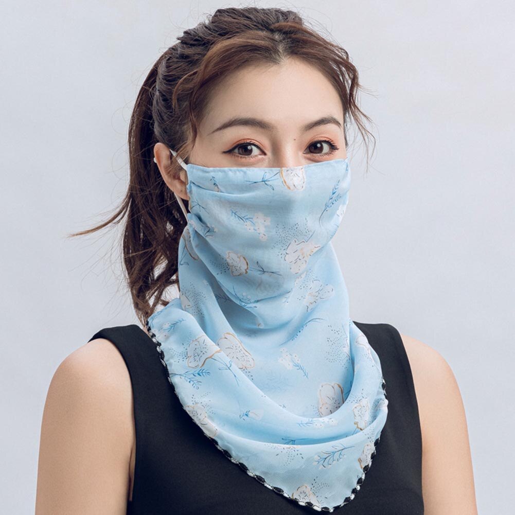 Rose Flower Women Summer Chiffon Anti-UV Thin Veils Scarf Neck Face Cover Shawl