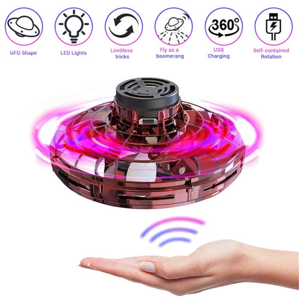 ZK20 Magical Fingertip Flying Ground Amphibious Gyro Levitation Induction Gyro UFO Drone Adult Decompression Toy Kids Toy: flynova red