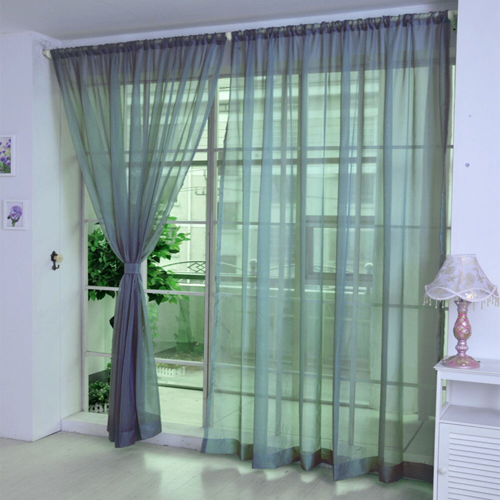 1 st ren färg tyll dörr gardiner draperi panel ren halsduk valanser modernt sovrum vardagsrum gardiner cortinas