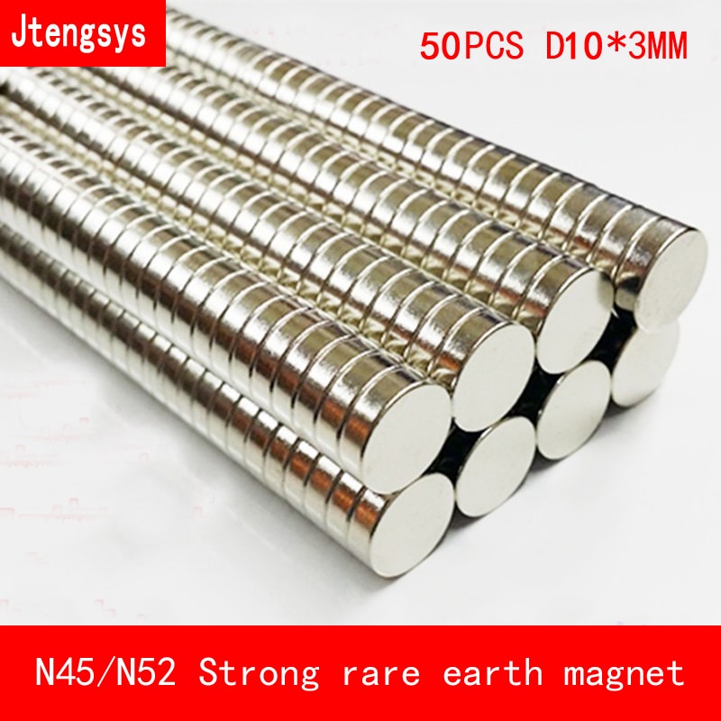 Jtengsys 50 STUKS 10mm x 3mm N45 N52 Sterke Ronde Cilinder Magneten Zeldzame Aarde Neodymium diameter 10 * 3mm Art Craft Verbinding