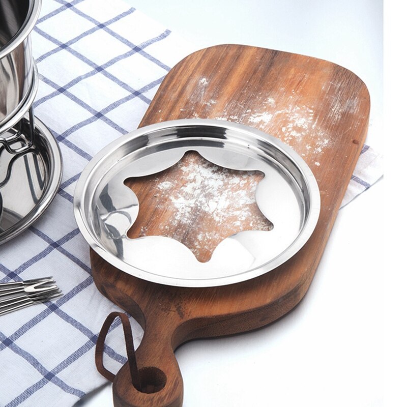 Fondue 10-Piece Set Multifunctional Stainless Steel Ice Cream Chocolate Cheese Pot Melting Kitchen Accessories