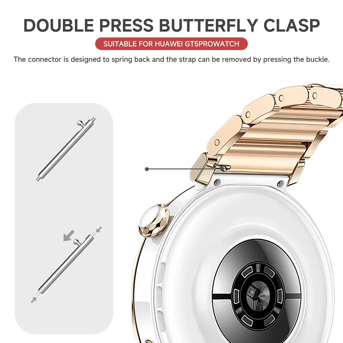 18mm Luxury Ceramic Strap for Huawei Watch 5 GT5 Pro 42mm Butterfly Buckle Wristband For Huawei GT5 GT4 41mm Band