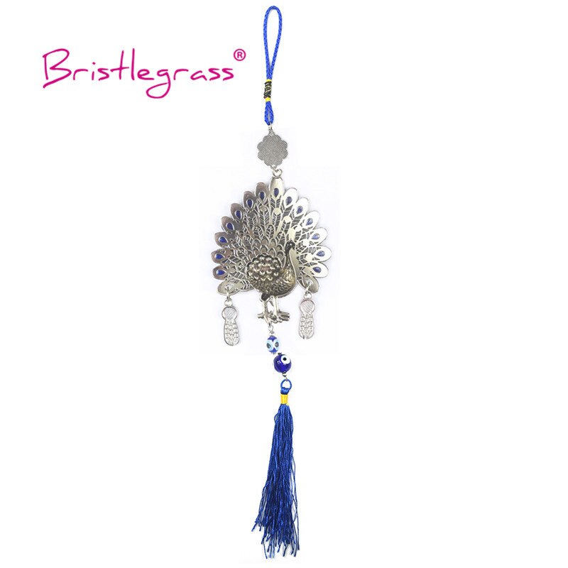 BRISTLEGRASS Turkish Blue Evil Eye Peacock Peafowl Tassel Amulets Lucky Charm Car Wall Hanging Pendant Blessing Protection Decor