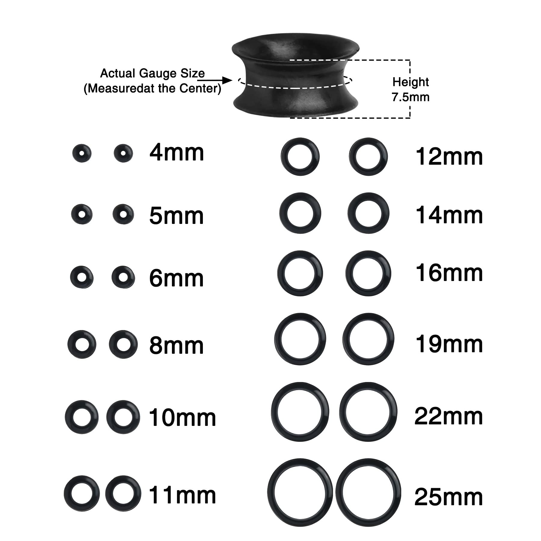 2PCS Soft Silicone Ear Gauges Flexible Ear Skin Tunnels Earlets Plugs Stretcher Expander Set Ear Piercing Jewelry 3-25mm