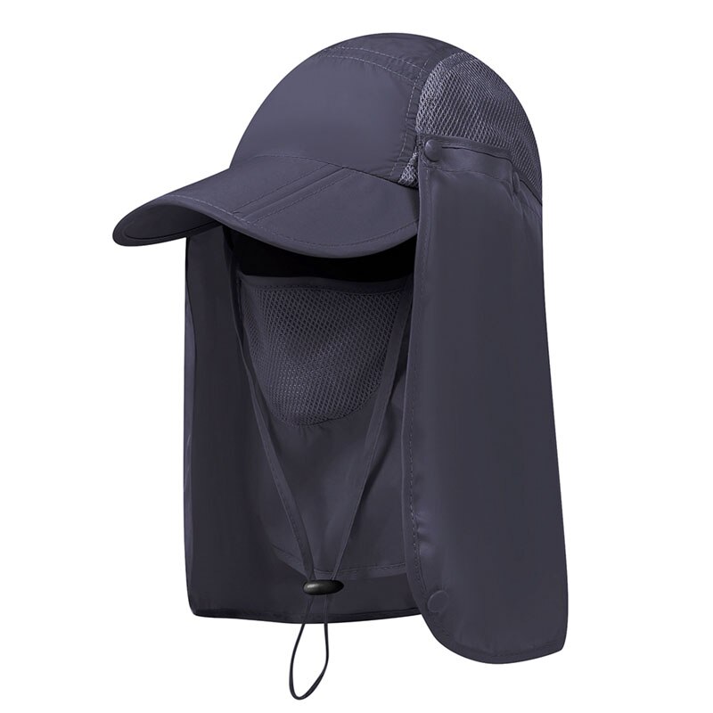 Gorros de solapa de nailon de secado rápido con correa de barbilla de 360 grados parasol protección UV cara plegable máscara: SH