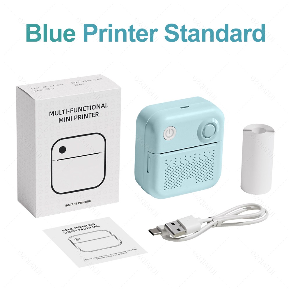GZQIANJI D3 Portable PrinterThermal Paper Stickers Paper Mini Printers Labels Maker Printer for Error Printing Photo Printing: Blue