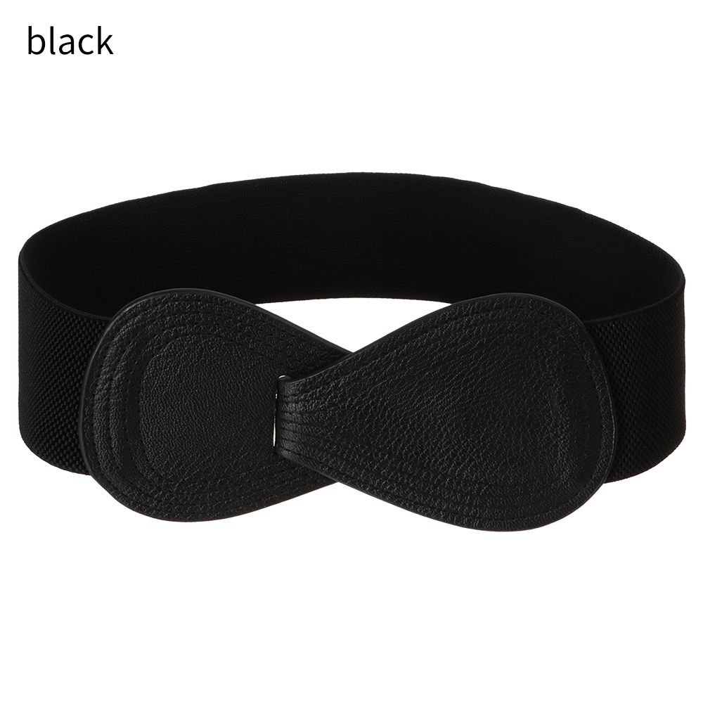 Women Stretch Waistband Bow Waistband Elastic Wide Hook Belt Dress Coat Clothing Decoration Belt: Gold