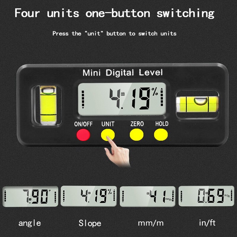 Digitale Hoekzoeker Gradenboog Elektronische Level Box 360 Graden Digitale Inclinometer Hoek Meten Met Magneten Draagbare