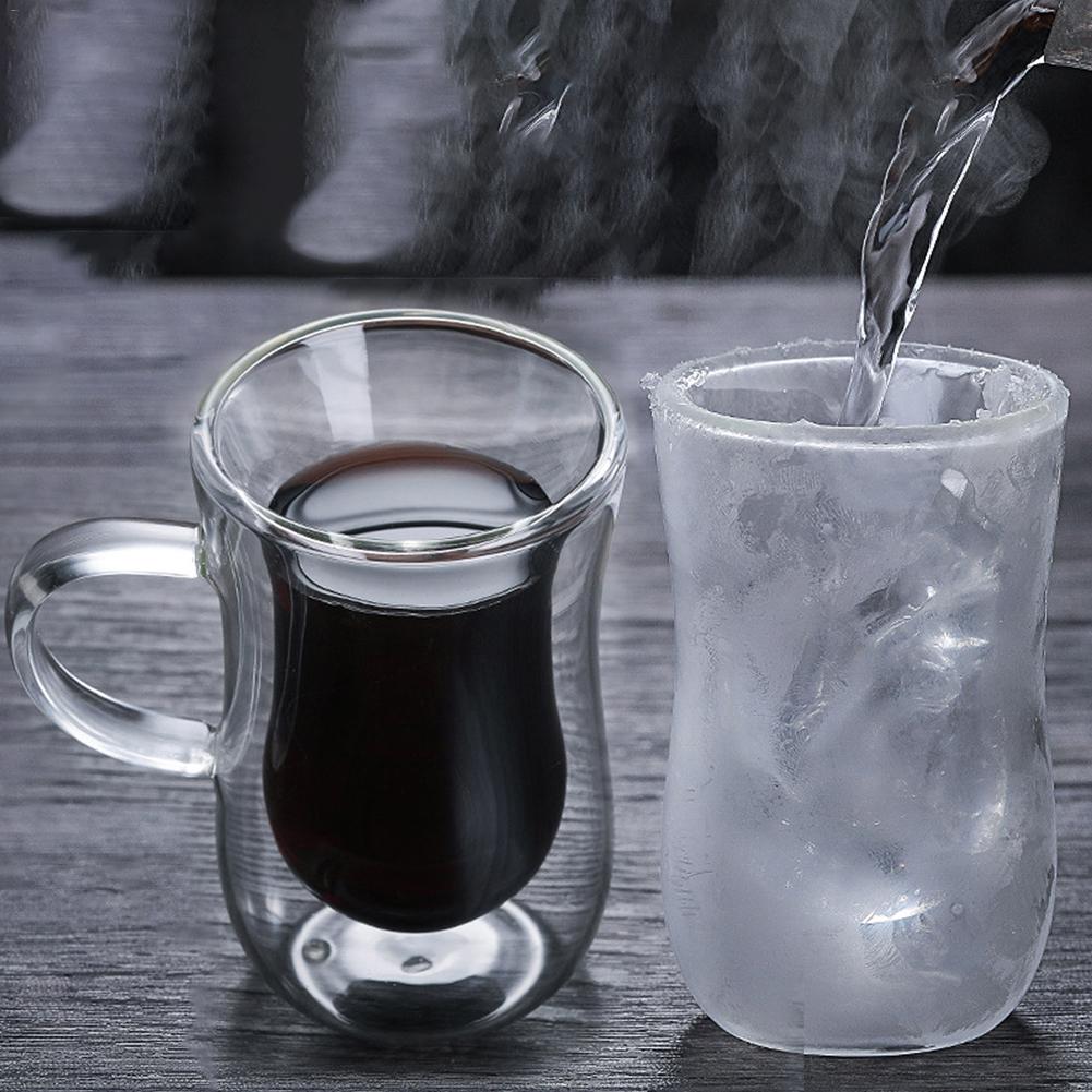 Leuke Mokken, Kat Dubbelwandige Geïsoleerde Glazen Koffiekop Espressokopje Theekop met Handvat Ochtendkop Kerstmok voor Koffie Melk(zwart