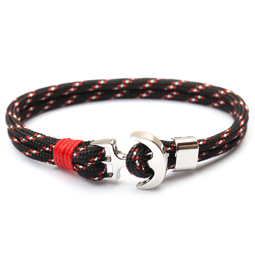 bateau ancre hommes foulard de tête pour femme Bracelets nautique survie corde chaîne Paracord Bracelet mâle Wrap métal crochets