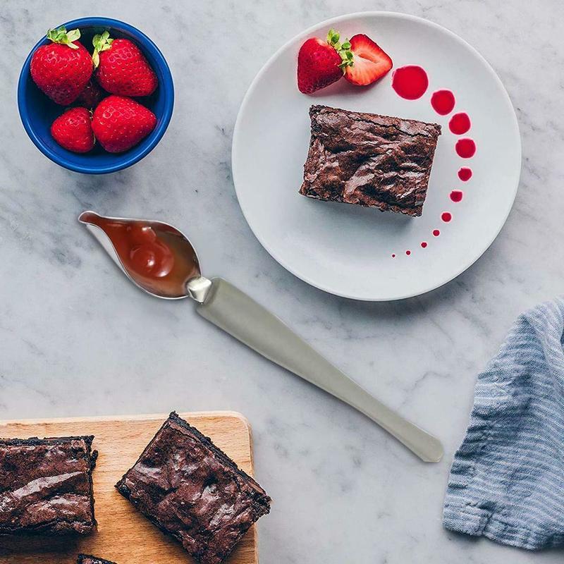 Talerz danie sos malowanie łyżka stal nierdzewna szef kuchni dekoracja ołówek rysuj narzędzia łyżeczki robić kawy kuchnia restauracja deser narzędzia