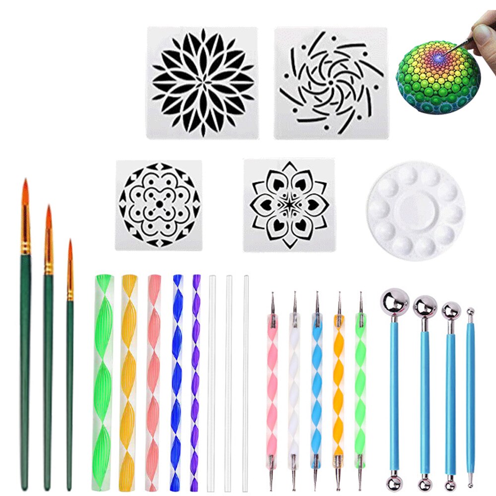 25pcs set Mandala Dotting Tools for Painting Rocks Mandala Painting Dotting Stencil Dot Mandala Kit Nail Rock Fabric Wall Art