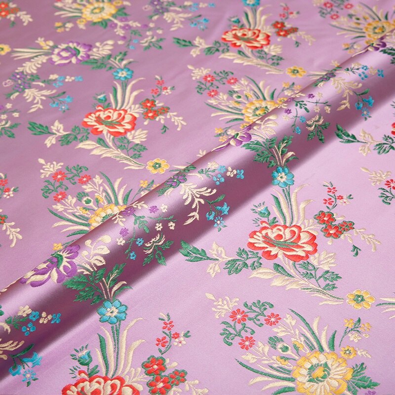 Bloem Satijn Stoffen Brokaat Jacquard Patroon Jurk Stof Rood Voor Naaien Cheongsam En Kimono Materiaal Voor Diy: qianzi