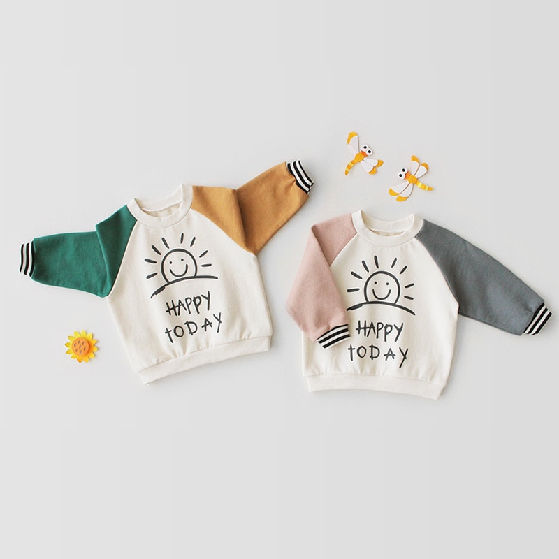 Nieuwe Casual Peuter Baby Kinderen Jongens Meisjes Lange Mouw Puur Katoen Brief T-shirt Top Kleding Lente Herfst Kinderen T-shir
