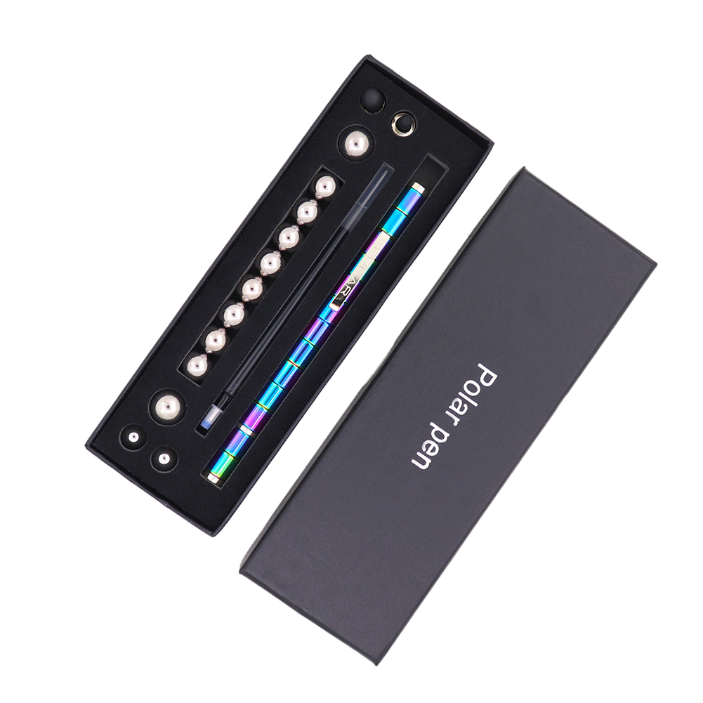 Magnetische Polar Pen Metal Fun Magneet Denken Inkt Pen Creatieve Kantoorbenodigdheden Polar Condensator Magneet Schrijven Levert: small box color