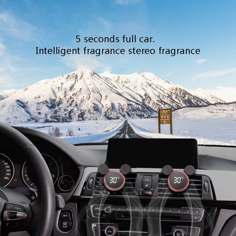 Draagbare digitale lcd-klok voor in de auto, temperatuurweergave, elektronische klok, thermometer, aromatherapie, auto-accessoires, rood